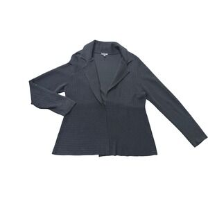 Eileen Fisher 100% Cotton Textured Waffle Knit Open Front Cardigan Sweater L